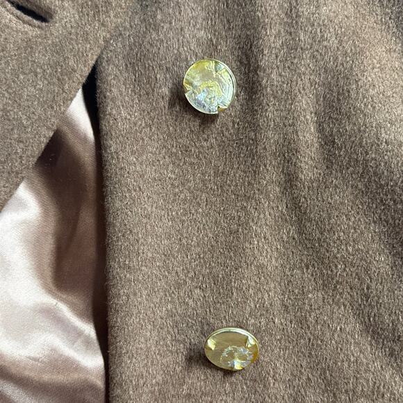 Shagmoor Vintage ILGWU Made Brown Wool Long Trench Coat Jacket Women Medium - Picture 6 of 13